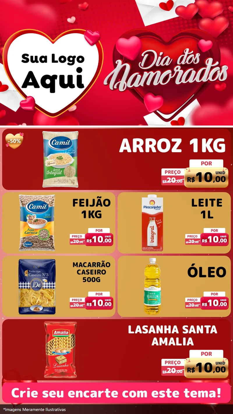 Modelo de TV para TV Vertical com o tema Dia Dos Namorados para Supermercado