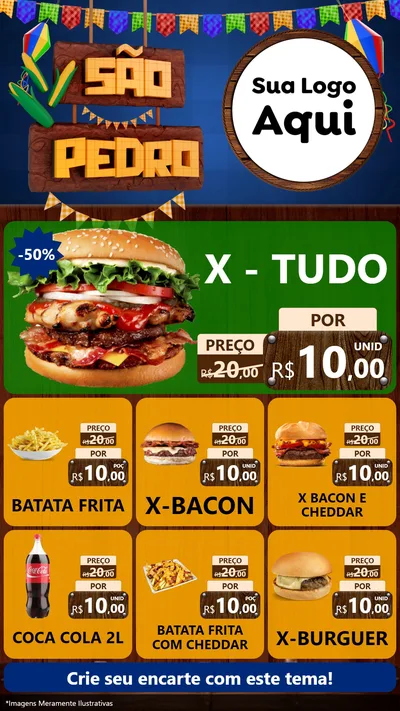 Modelo de Rede Social para Stories com o tema São Pedro para Hamburgueria