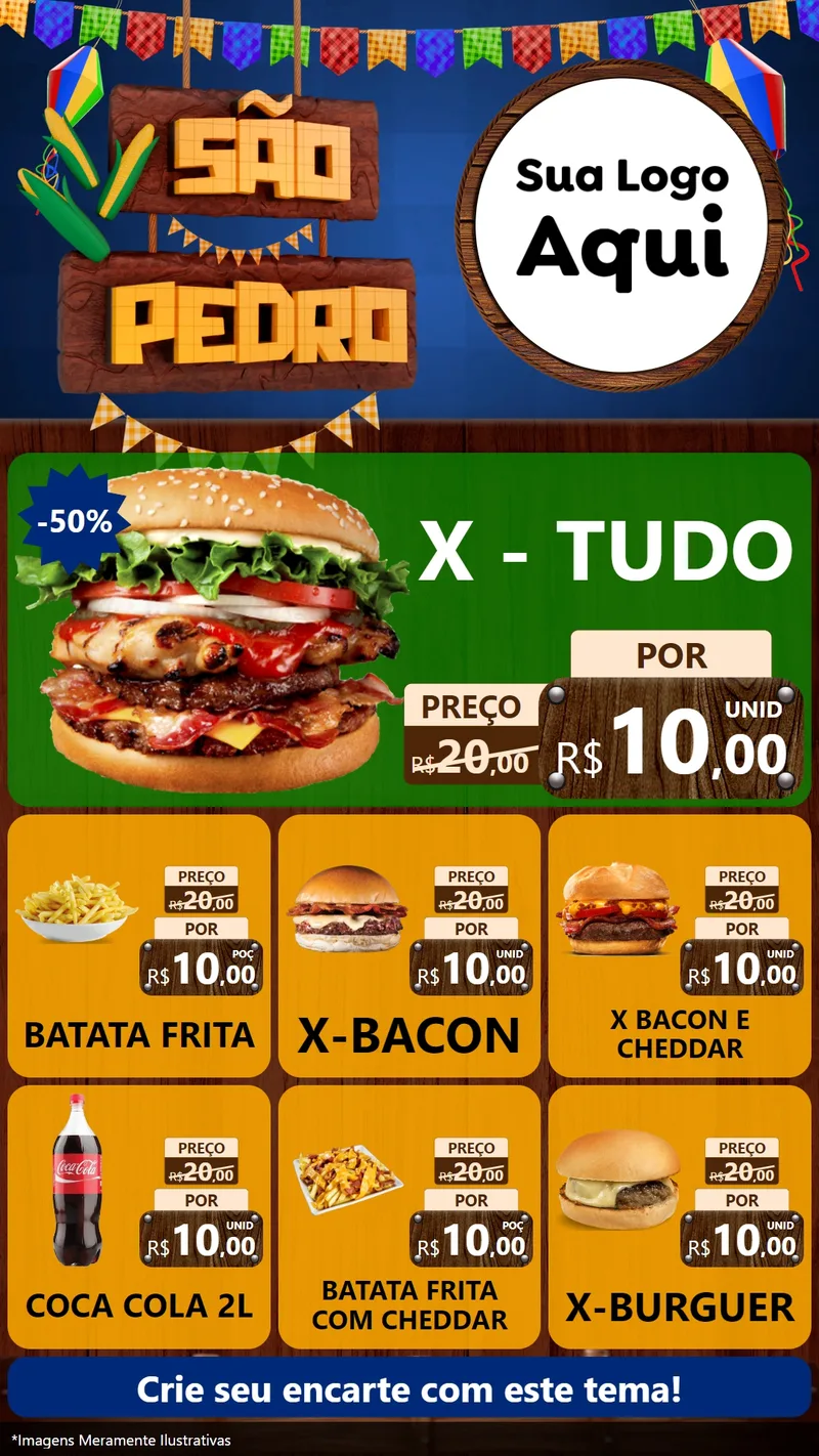 Modelo de Rede Social para Stories com o tema São Pedro para Hamburgueria