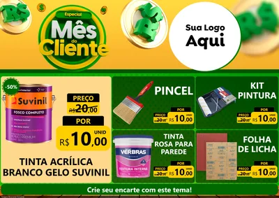 Modelo de Encarte para Encarte A4 Horizontal com o tema Especial Mês do Cliente para Tintas e Ferramentas