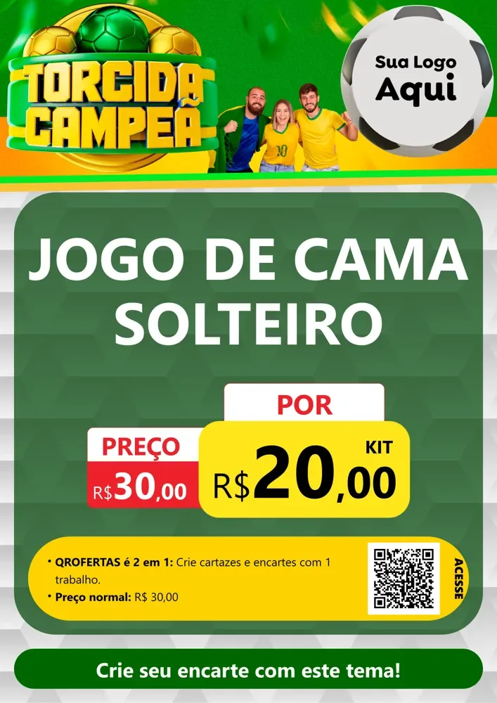 Modelo de Cartaz para Cartaz A4 Vertical com o tema Torcida Campeã - Copa para Cama, Mesa e Banho