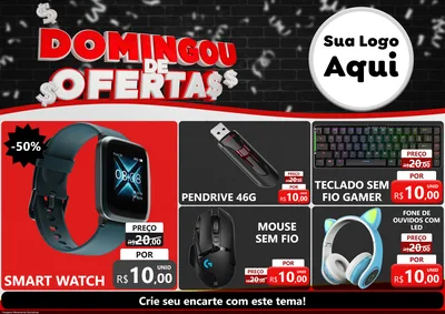 Modelo de Encarte para Encarte A4 Horizontal com o tema Domingou de Ofertas para Informática