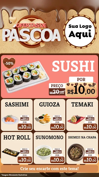 Modelo de Rede Social para Stories com o tema Ofertas de Páscoa para Comida japonesa
