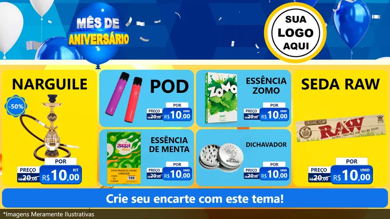 Modelo de TV para TV Horizontal com o tema Mês de Aniversário para Tabacaria