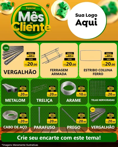 Modelo de Rede Social para Feed Instagram com o tema Especial Mês do Cliente para Ferragens