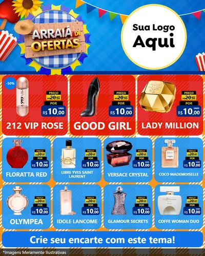 Modelo de Rede Social para Feed Instagram com o tema Arraiá de Ofertas para Perfumes