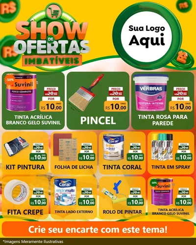Modelo de Rede Social para Feed Instagram com o tema Show de Ofertas Imbatíveis para Tintas e Ferramentas