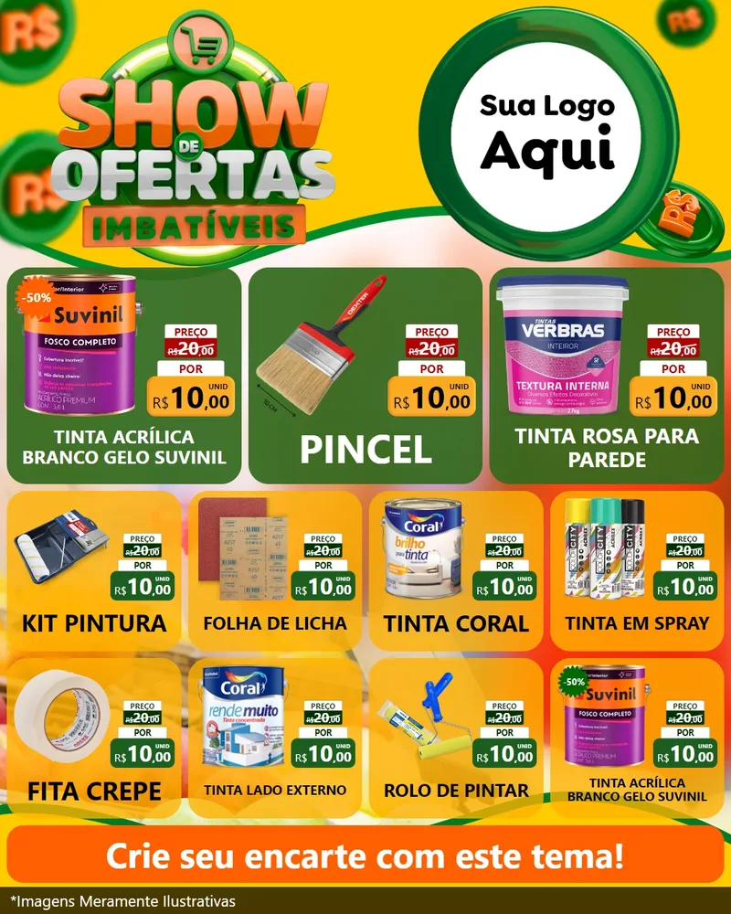 Modelo de Rede Social para Feed Instagram com o tema Show de Ofertas Imbatíveis para Tintas e Ferramentas