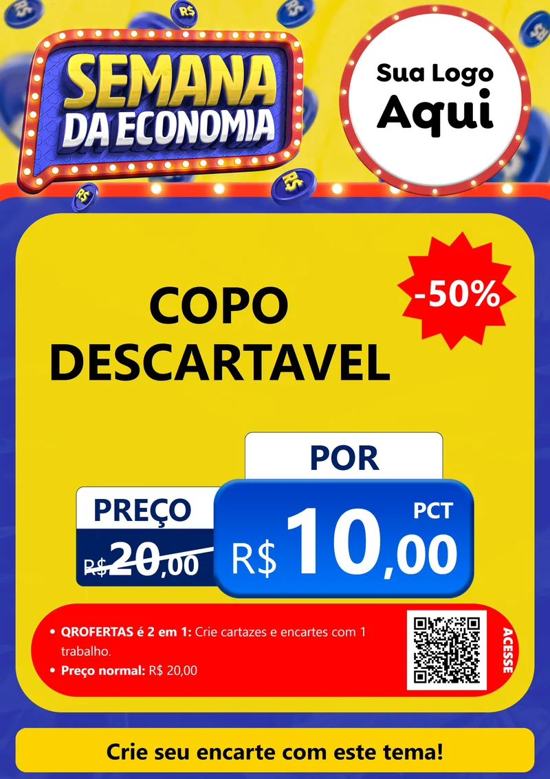 Modelo de Cartaz para Cartaz A4 Vertical com o tema Semana da Economia para Embalagens