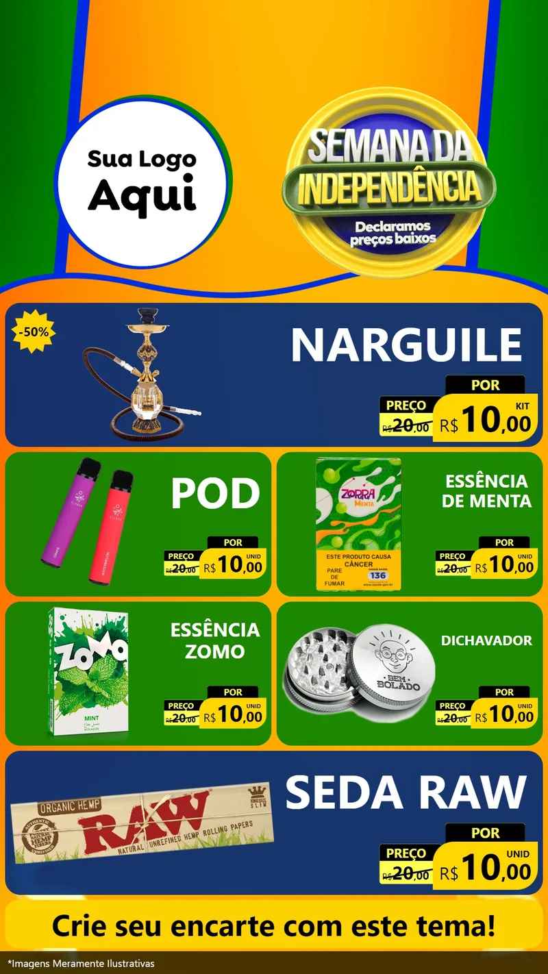 Modelo de TV para TV Vertical com o tema Semana da Independência Declaramos Preços Baixos para Tabacaria