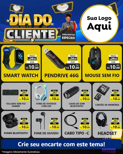 Modelo de Rede Social para Feed Instagram com o tema Dia Do Cliente para Informática