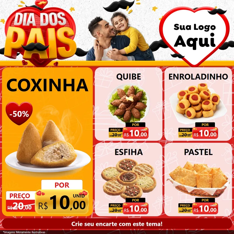 Modelo de Rede Social para Feed Facebook com o tema Dia dos Pais para Salgadaria