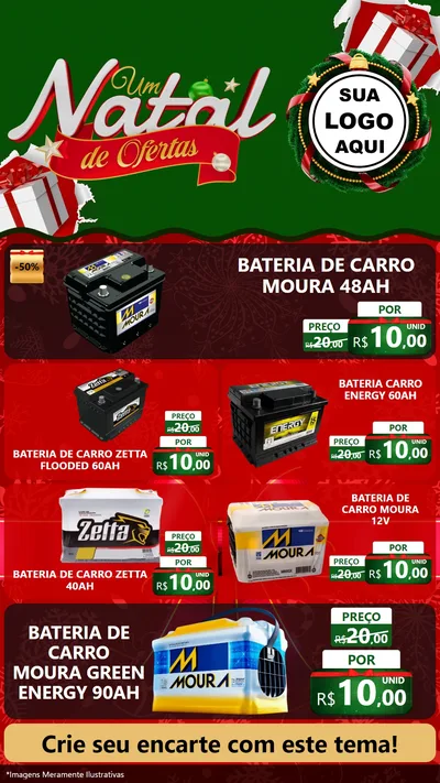 Modelo de TV para TV Vertical com o tema Um Natal de Ofertas para Baterias Elétricas