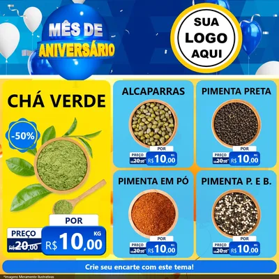 Modelo de Rede Social para Feed Facebook com o tema Mês de Aniversário para Produtos Naturais