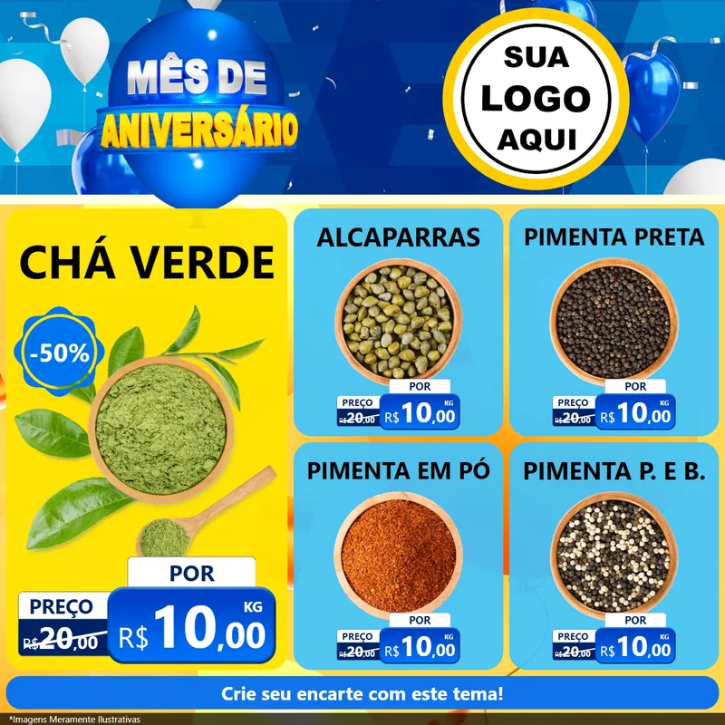 Modelo de Rede Social para Feed Facebook com o tema Mês de Aniversário para Produtos Naturais