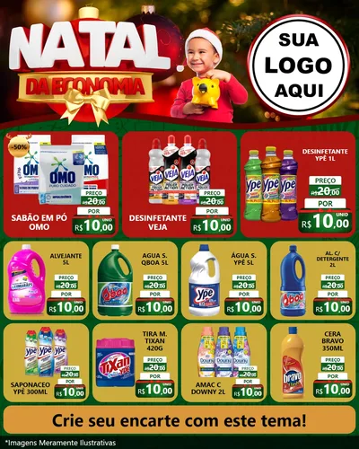 Modelo de Rede Social para Feed Instagram com o tema Natal da Economia para Produtos de Limpeza