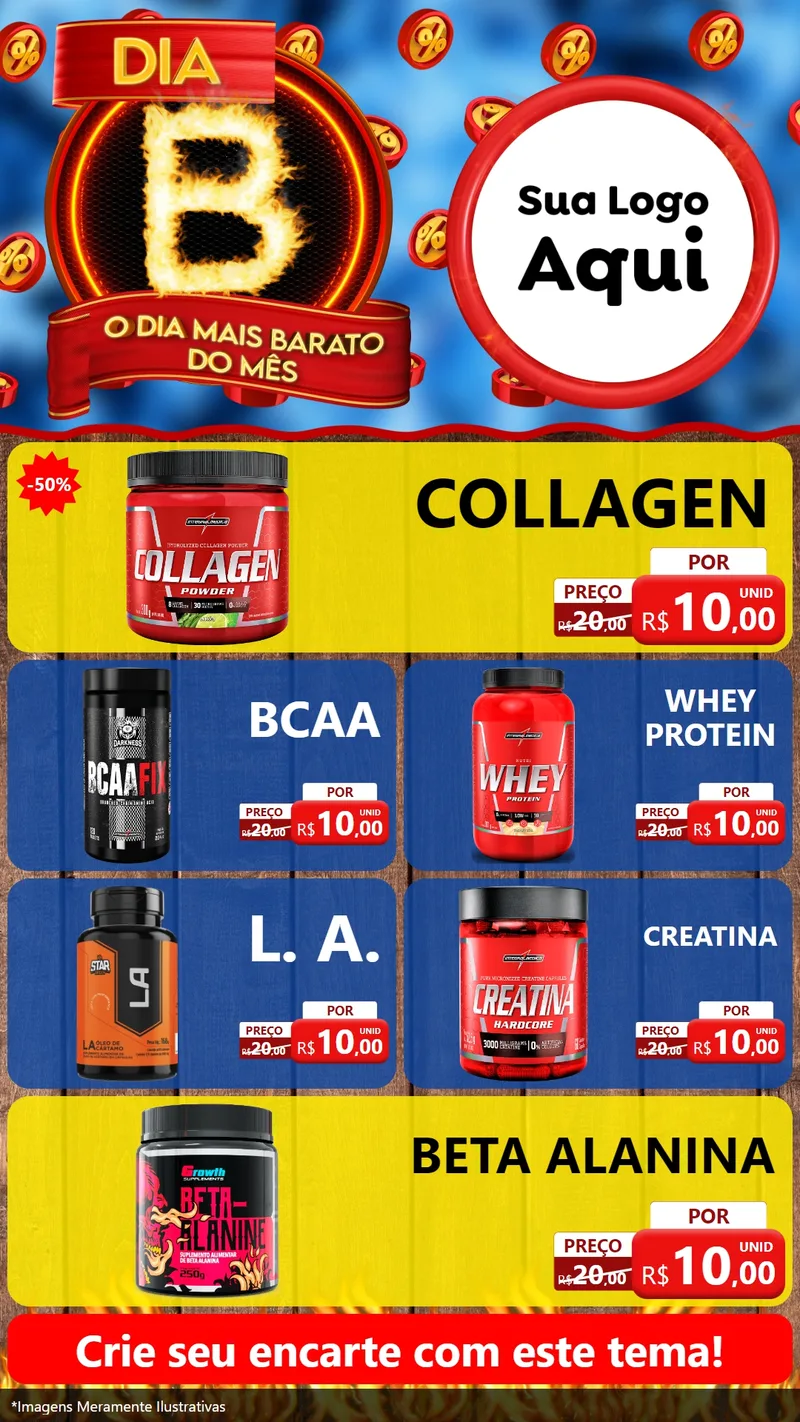 Modelo de TV para TV Vertical com o tema Dia B - O Dia Mais Barato Do Mês para Suplementos alimentares