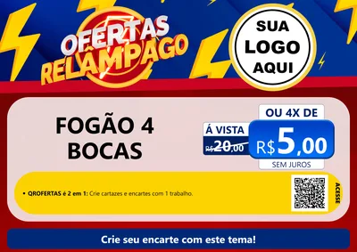 Modelo de Cartaz para Cartaz A4 Horizontal com o tema Ofertas Relâmpago para Móveis e Eletro