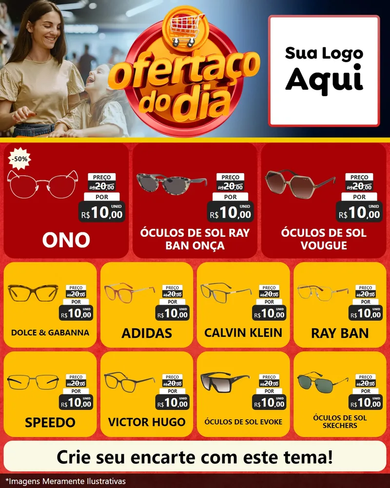 Modelo de Rede Social para Feed Instagram com o tema Ofertaço Do Dia para Óticas