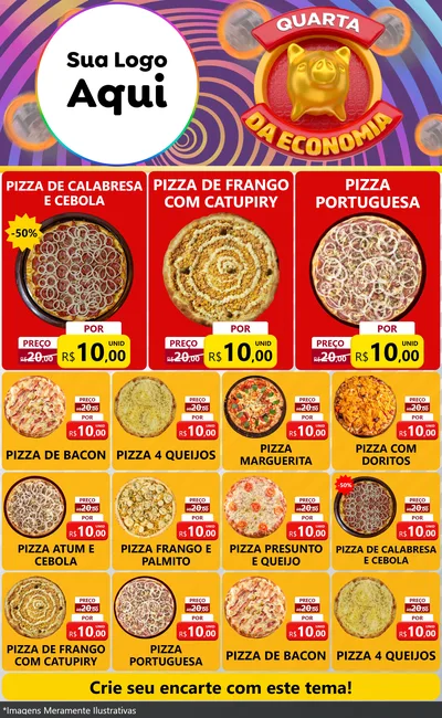 Modelo de Encarte para Encarte Grande com o tema Quarta da Economia para Pizzaria