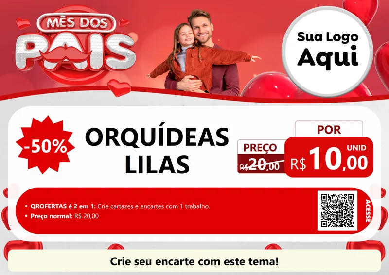 Modelo de Cartaz para Cartaz A4 Horizontal com o tema Mês dos Pais para Floricultura e jardim
