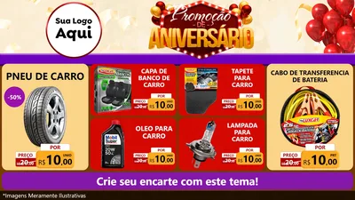 Modelo de TV para TV Horizontal com o tema Promoção de Aniversário para Auto peças