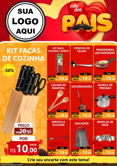 Modelo de Encarte para Encarte A4 Vertical com o tema Mês Dos Pais para Utilidades Domésticas