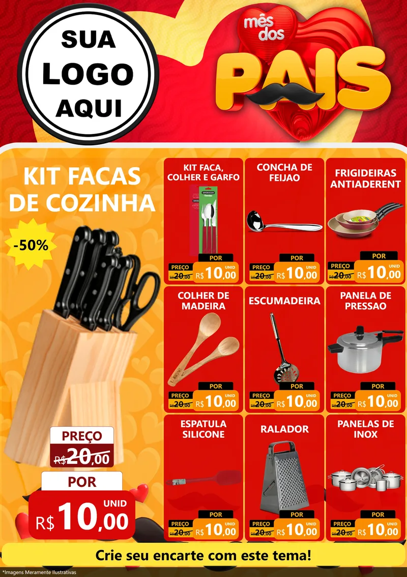 Modelo de Encarte para Encarte A4 Vertical com o tema Mês Dos Pais para Utilidades Domésticas