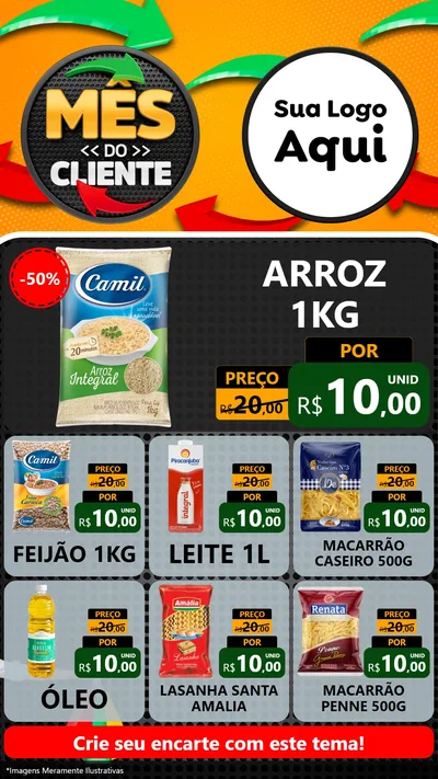 Modelo de Rede Social para Stories com o tema Mês do Cliente para Supermercado