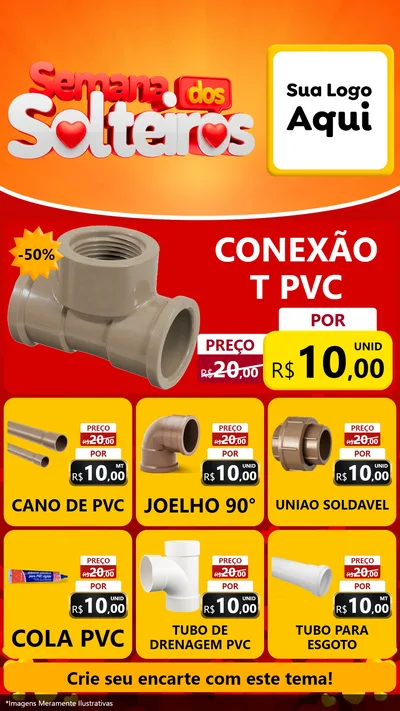 Modelo de Rede Social para Stories com o tema Semana dos Solteiros para Tubos e conexões