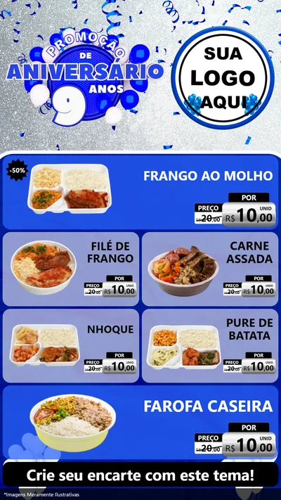 Modelo de TV para TV Vertical com o tema Promoção de Aniversário - 9 Anos para Restaurante