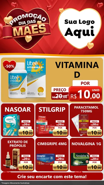 Modelo de Rede Social para Stories com o tema Promoção Dia das Mães para Farmácia