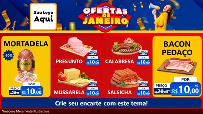 Modelo de TV para TV Horizontal com o tema Ofertas de Janeiro para Frios e Laticínios