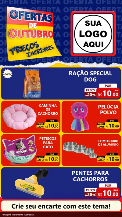 Modelo de TV para TV Vertical com o tema Ofertas de Outubro - Preços Incríveis para Pet Shop