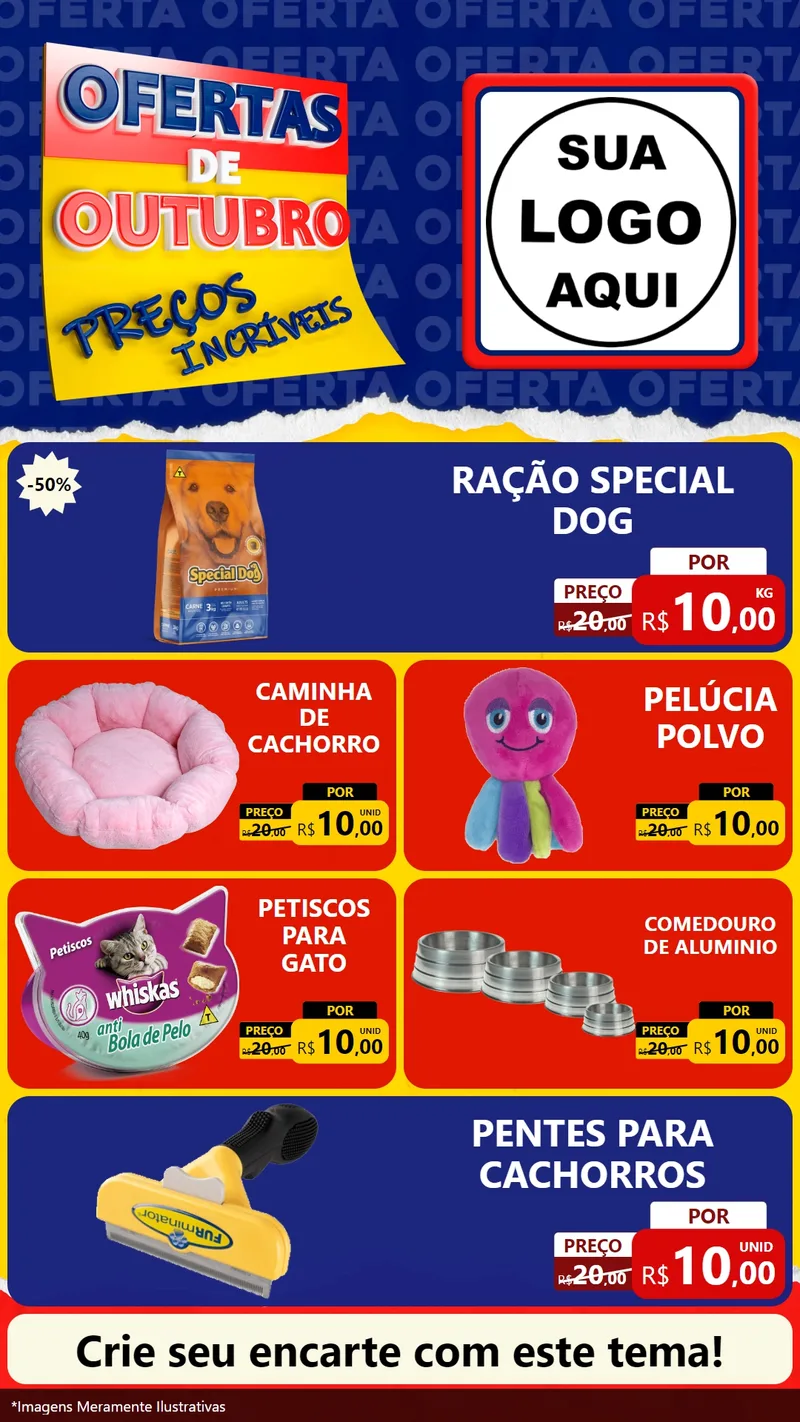 Modelo de TV para TV Vertical com o tema Ofertas de Outubro - Preços Incríveis para Pet Shop