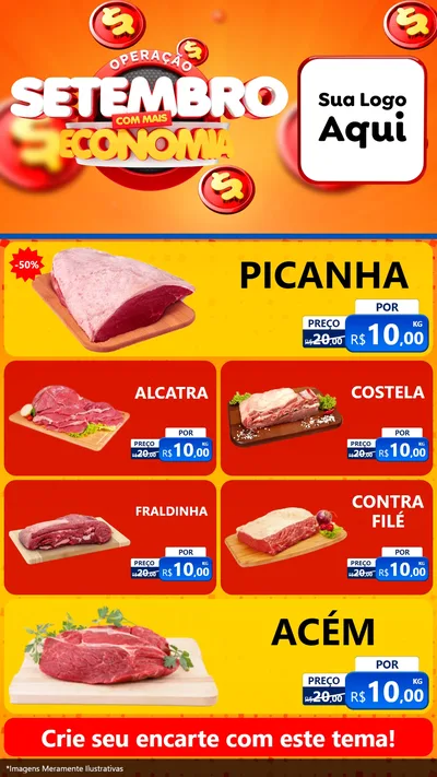 Modelo de TV para TV Vertical com o tema Operação Setembro Com Muita Economia para Açougue