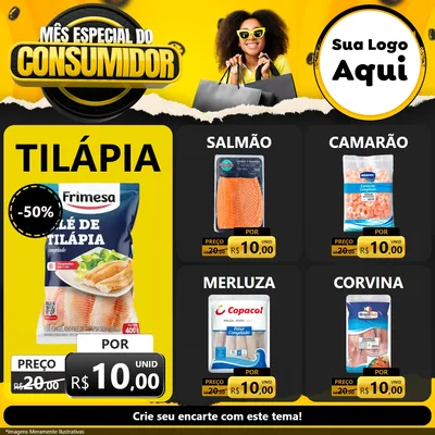 Modelo de Rede Social para Feed Facebook com o tema Mês Especial do Consumidor para Peixaria