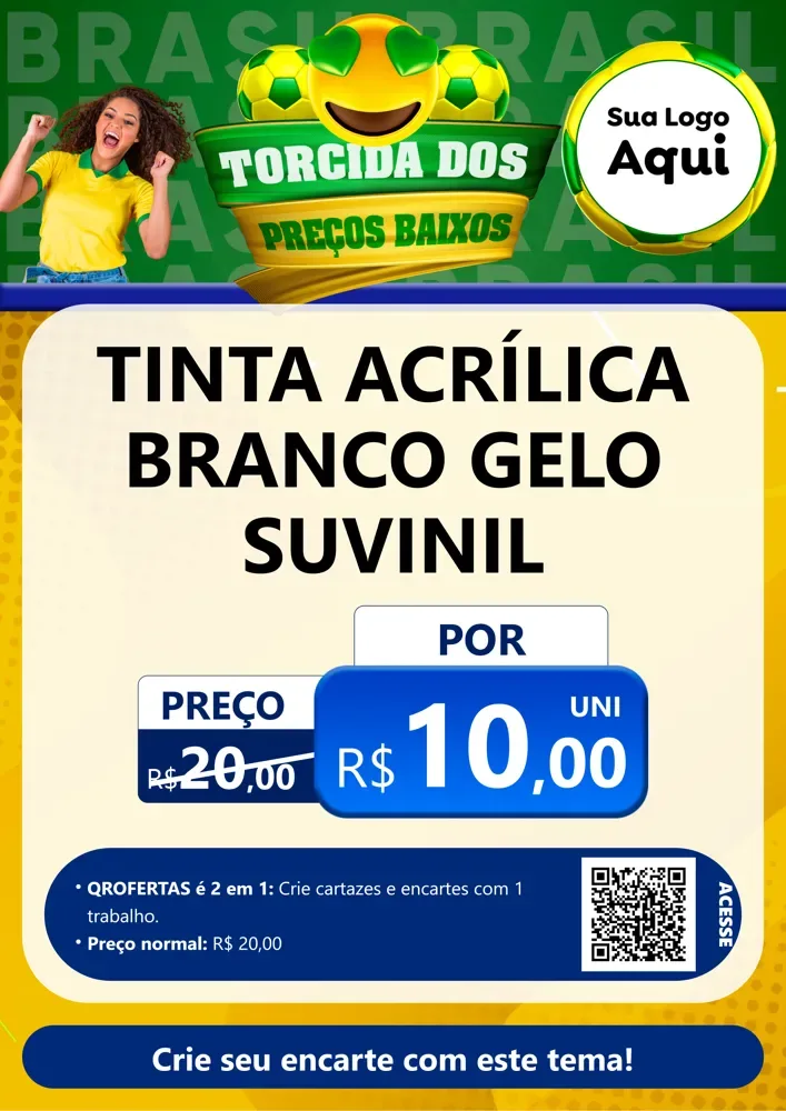 Modelo de Cartaz para Cartaz A4 Vertical com o tema Torcida dos Preços Baixos - Copa para Tintas e Ferramentas