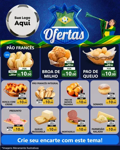 Modelo de Rede Social para Feed Instagram com o tema Ofertas (Futebol) para Padaria