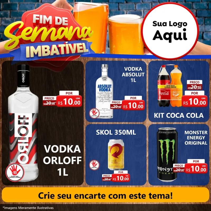 Modelo de Rede Social para Feed Facebook com o tema Fim de Semana Imbatível Bebidas para Distribuidora de bebidas