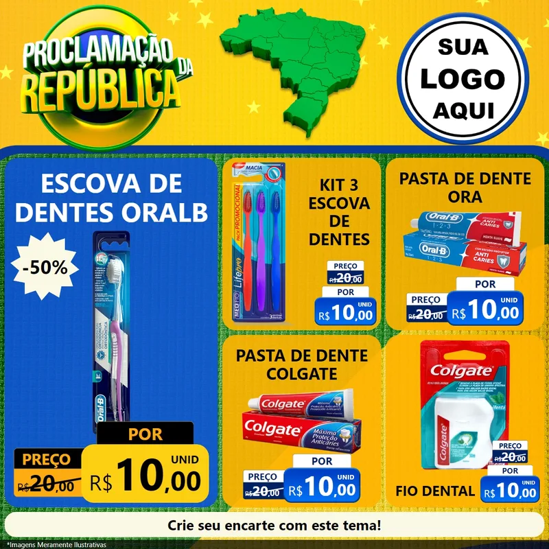 Modelo de Rede Social para Feed Facebook com o tema Proclamação da República para Higiene Pessoal