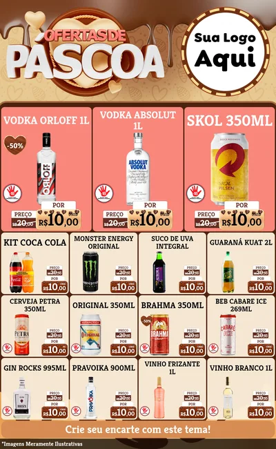 Modelo de Encarte para Encarte Grande com o tema Ofertas de Páscoa para Distribuidora de bebidas
