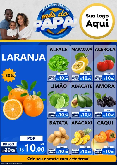 Modelo de Encarte para Encarte A4 Vertical com o tema Ofertas Imperdíveis Mês Do Papai para Hortifrúti