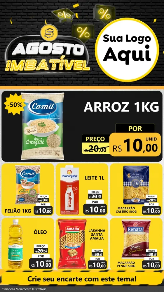 Modelo de Rede Social para Stories com o tema Agosto Imbatível para Supermercado