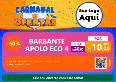Modelo de Cartaz para Cartaz A4 Horizontal com o tema Carnaval de Ofertas para Armarinho e Aviamentos