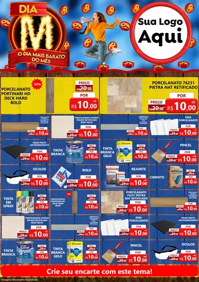 Modelo de Encarte para Encarte A4 Vertical com o tema Dia M - O Dia Mais Barato Do Mês para Pisos e revestimentos