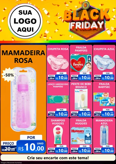 Modelo de Encarte para Encarte A4 Vertical com o tema Black Friday para Bebês