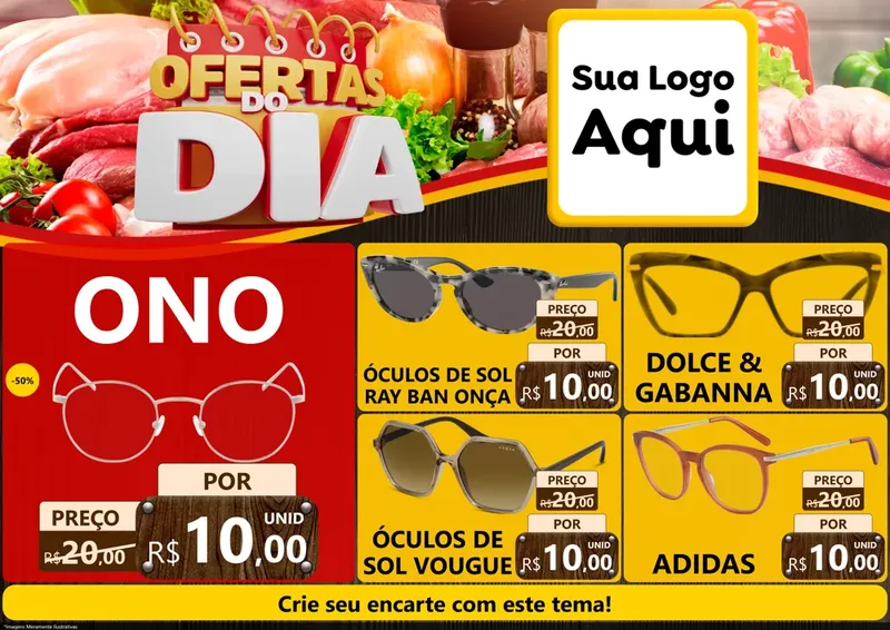 Modelo de Encarte para Encarte A4 Horizontal com o tema Ofertas do Dia para Óticas