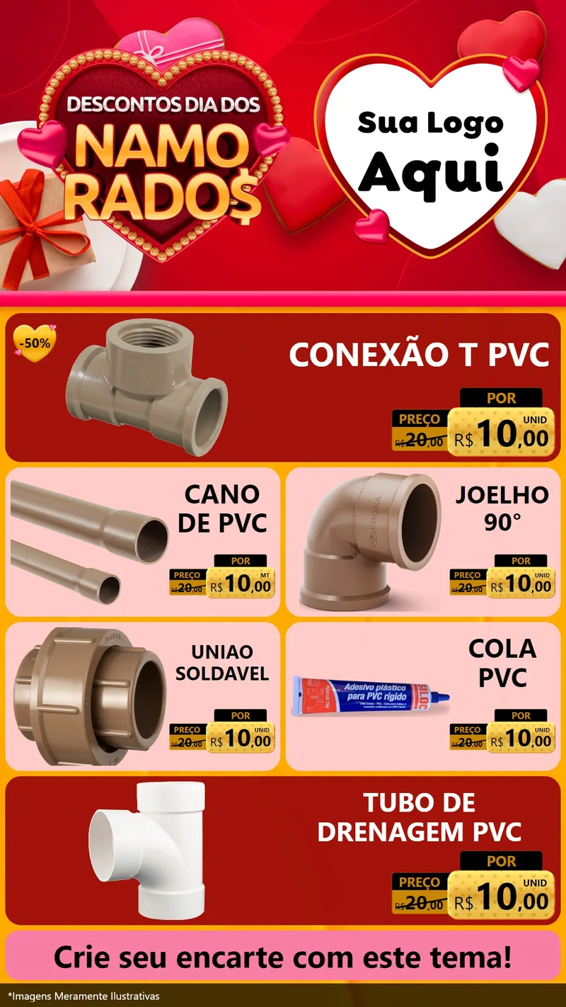 Modelo de TV para TV Vertical com o tema Descontos Dia dos Namorados para Tubos e conexões