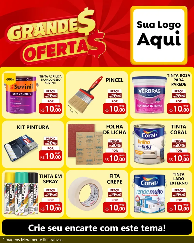 Modelo de Rede Social para Feed Instagram com o tema Grandes Ofertas para Tintas e Ferramentas